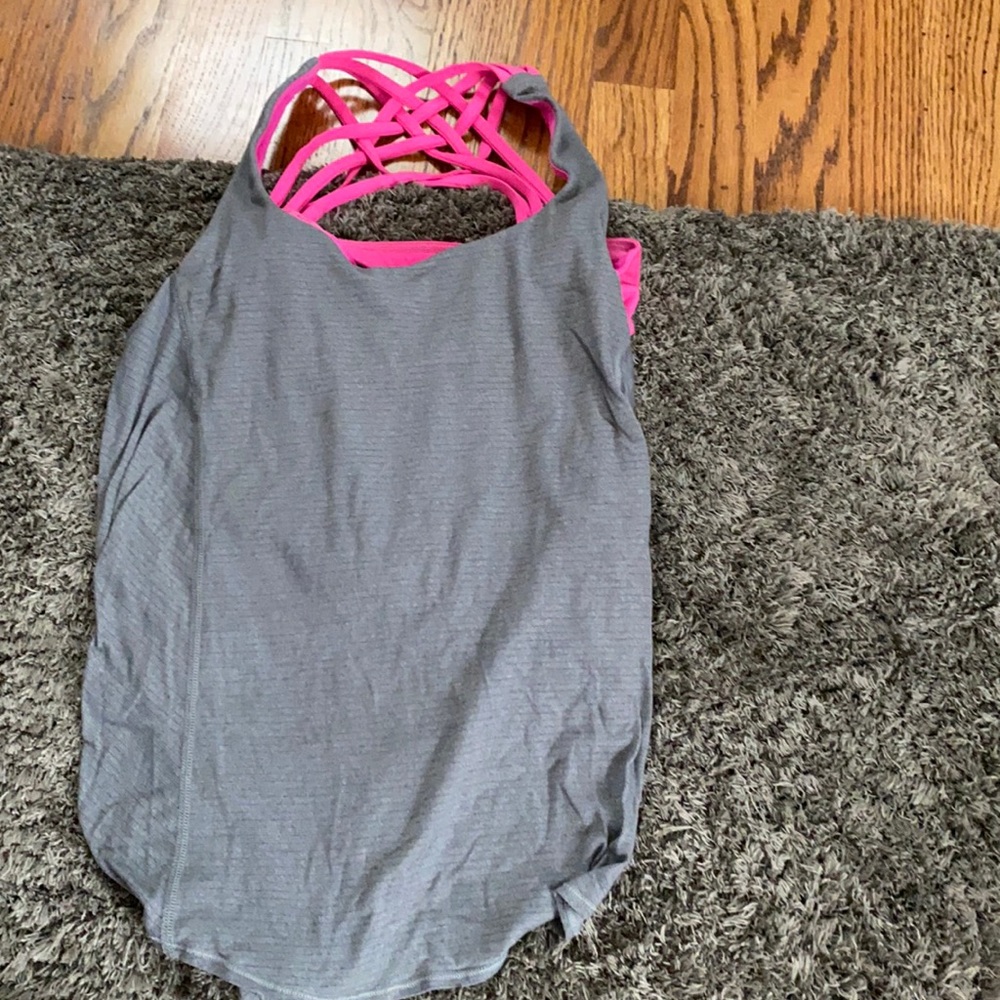 Grey/pink strappy top